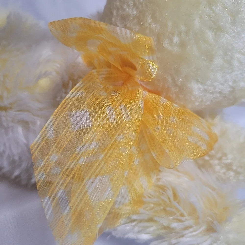 Yellow Bunny Rabbit Plush Animal Toy With Yellow Plaid Bow Laying Walmart 13